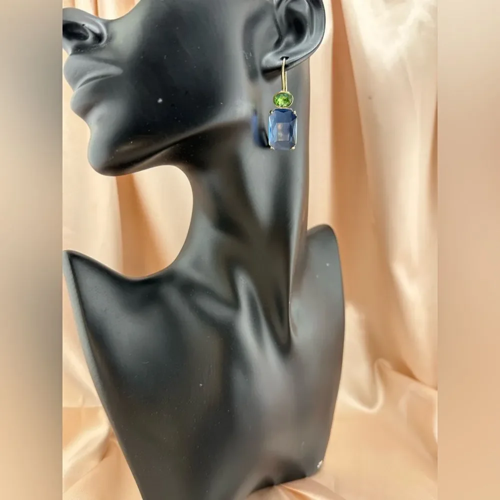 Mia Charro Blue & Green Drop Earrings – Elegant Statement Jewelry